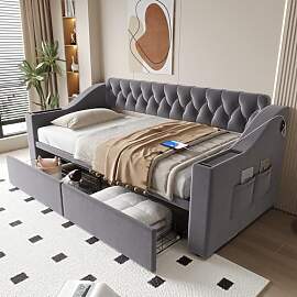 Xwiny Polsterbett Schlafsofa 90x190cm mit