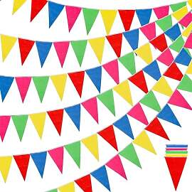 XXL 100 Meter Wimpelkette bunt - Innen &