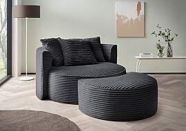 XXL-Sessel "ISALIE, Rundsessel mit Hocker,