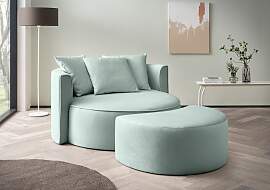 XXL-Sessel "ISALIE, Rundsessel mit Hocker,