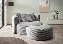 XXL-Sessel "ISALIE, Rundsessel mit Hocker,
