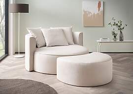 XXL-Sessel "ISALIE, Rundsessel mit Hocker,