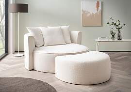 XXL-Sessel "ISALIE, Rundsessel mit Hocker,