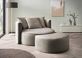 XXL-Sessel "ISALIE, Rundsessel mit Hocker,