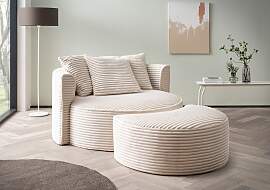 XXL-Sessel "ISALIE, Rundsessel mit Hocker,