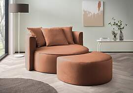 XXL-Sessel "ISALIE, Rundsessel mit Hocker,