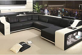 XXL Wohnlandschaft Leder BERLIN - Designer Sofa