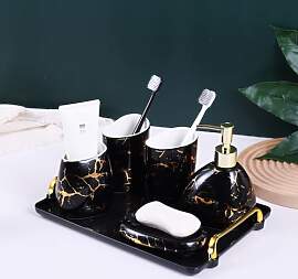 XYQXYQ Schwarzes Badezimmer-Zubehör-Set,