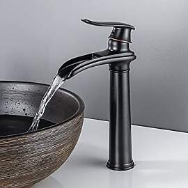 YAGJIA Wasserhahn Bad Schwarz Wasserfall,