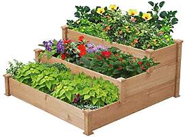 Yaheetech 3 stufiges Hochbeet Holz Balkon Garten
