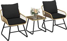 Yaheetech 3-teiliges Poly-Rattan Bistroset