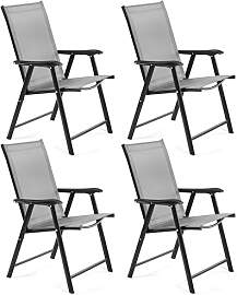 Yaheetech 4er Set Gartenstühle, Hochlehner