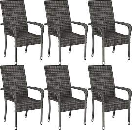 Yaheetech 6er Set Polyrattan Gartenstühle