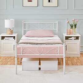 Yaheetech Bettrahmen 90 x 200 cm Metallbett mit
