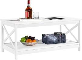 Yaheetech Couchtisch Kaffeetisch mit 2 Ablagen