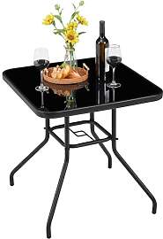 Yaheetech Gartentisch Beistelltisch aus Glas & 
