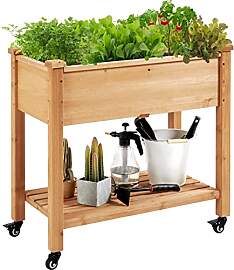 Yaheetech Hochbeet mit Rollen & Ablageboden,