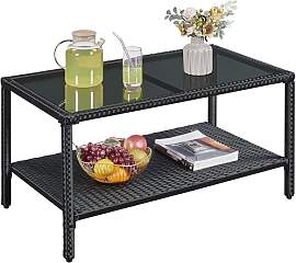 Yaheetech Poly-Rattan Gartentisch Beistelltisch