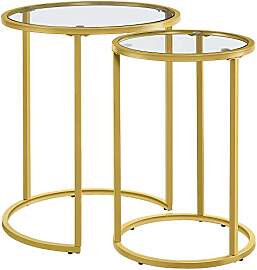 Yaheetech Satztische rund, 2er Set Beistelltisch,