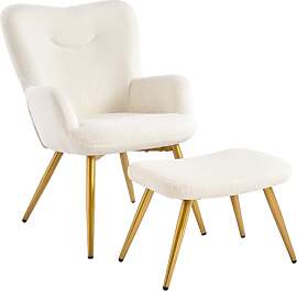 Yaheetech Sessel Ohrensessel mit Hocker aus