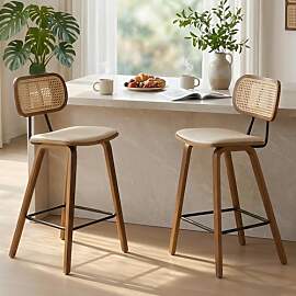Ya-Home 2er Set Barhocker Rattan Barstuhl mit