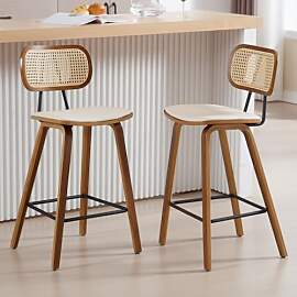 Ya-Home 2er Set Barhocker Rattan Barstuhl mit