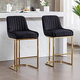 Ya-Home Barhocker 2er Set Barstuhl aus Samt