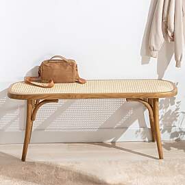 Ya-Home Rattanbank Sitzbank Flur Holz,