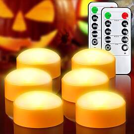 Yakpo 6 Stück Halloween Timer-LED-Kürbislichter
