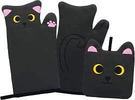 Yamepuia Ofenhandschuhe - Schwarze Katze