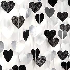 Yamobi 52 Ft Papier Girlande,Schwarz Weiß Silber