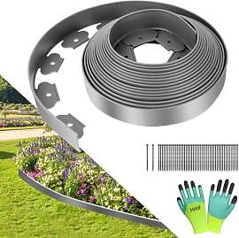 YAOBLUESEA Flexible Rasenkante aus Kunststoff grau 