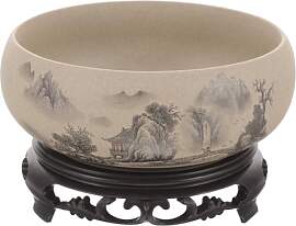 Yardwe Bonsai Schale Keramik mit Sockel, Flacher