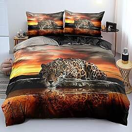 YASMENG 3D Bettwäsche 135x200 Leopard Tiermotiv