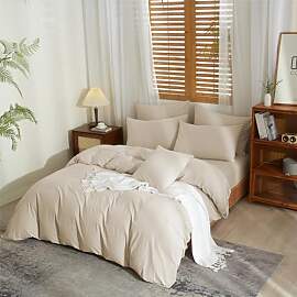 YASMENG Halbleinen Bettwäsche 220x240 Beige