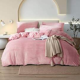 YASMENG Warme Winter Bettwäsche 155x220cm Rosa