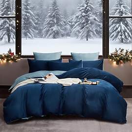 YASMENG Winter Bettwäsche 135x200 Dunkelblau