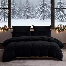 YASMENG Winter Bettwäsche 200x220 Schwarz Uni