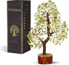 YATSKIA Grüner Jade-Kristallbaum, handgefertigte