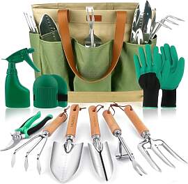 YAUNGEL Gartenwerkzeug Set, 10 Stück Schwerlast