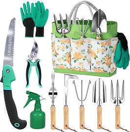 YAUNGEL Gartenwerkzeug Set, 10 Stück Schwerlast
