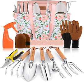 YAUNGEL Gartenwerkzeug Set, 10 Stück Schwerlast