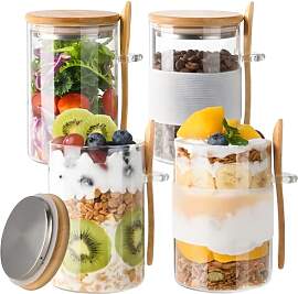 YBCPACK 4 Stück Overnight Oats Gläser 500ml,