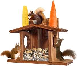 YCBTREE Eichhörnchen Futterhaus, Holz Aufhängen