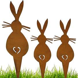 YeahBoom Gartenstecker Hase 3er Set,Osterdeko
