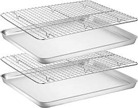 YEENAIV Backblech mit Drahtgitter Set Edelstahl
