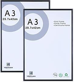 YEEPHAN A3 Aluminium-Fotorahmen mit Plastic glass