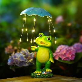 Yeomoo Frosch Deko mit Regenschirm Solar