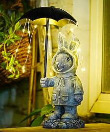 Yeomooo Solar Kaninchen Figur mit Regenmantel