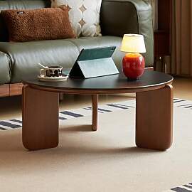 YESWOOD Couchtisch Rund 80 cm, Keramik Sinterstein 